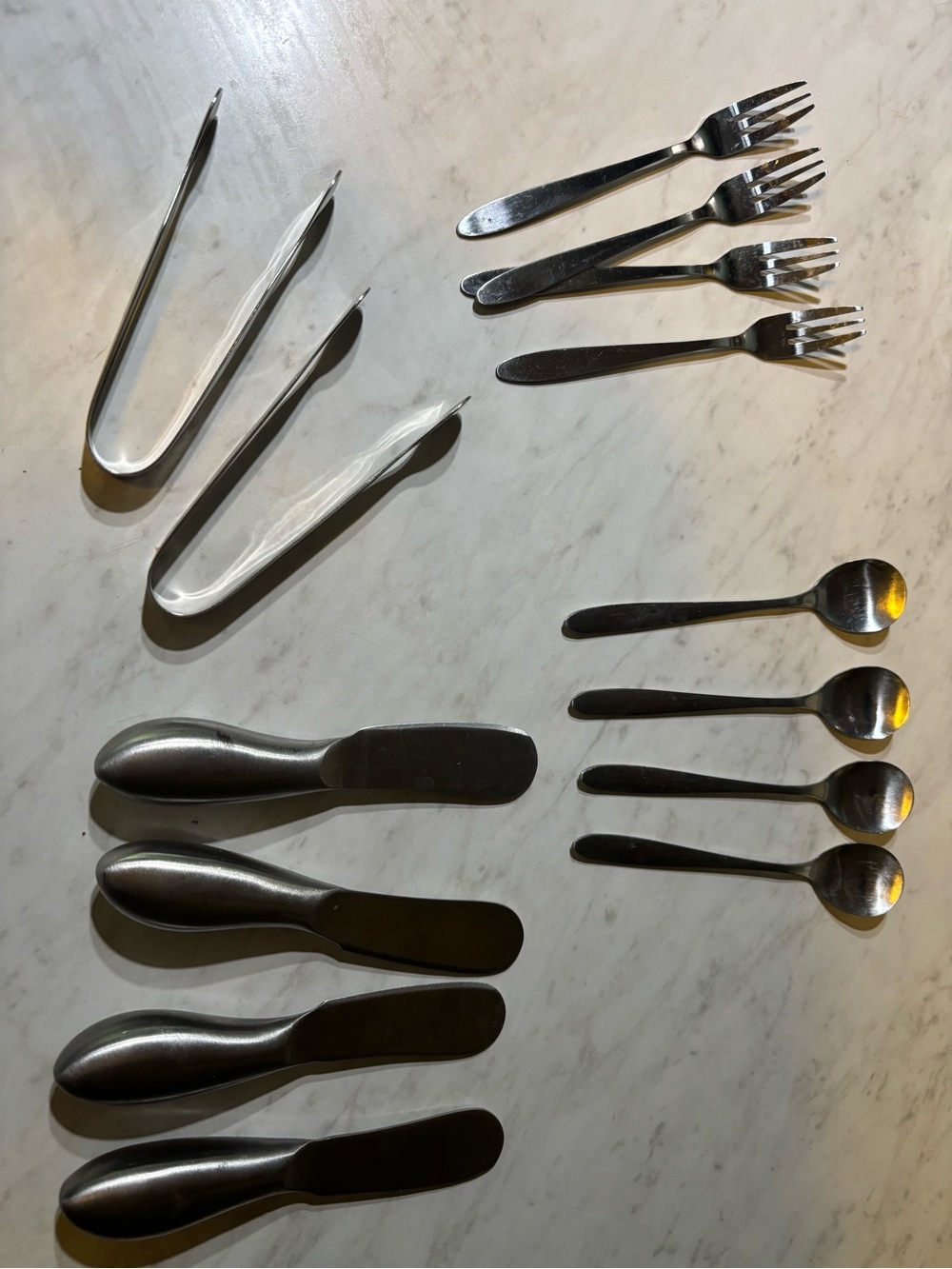 Source Unknown Silver Stainless Steel Dessert Forks, Tongs & Spreaders Set